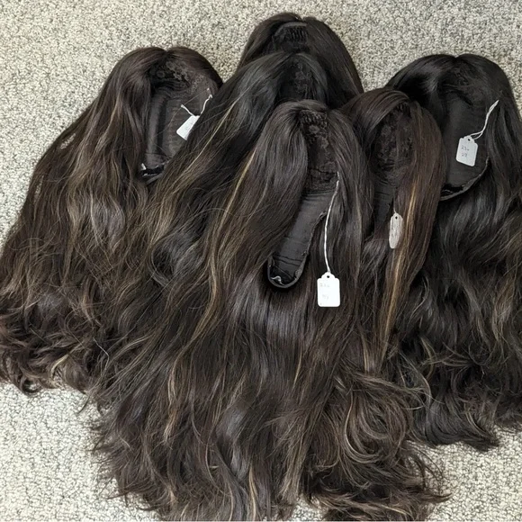Luxurious Brown Wavy Hair Full Wig